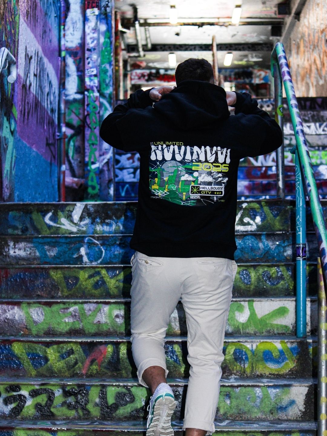 black graphic hoodie neon state of mind