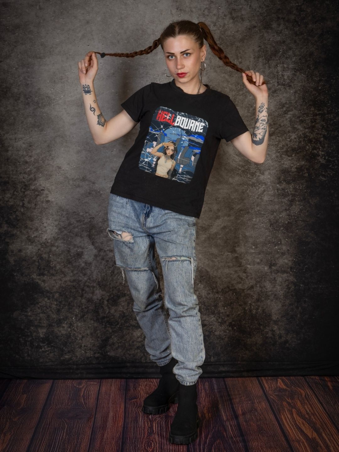 Black darkwear t-shirt oversized with graphic print – VINV Clothing
