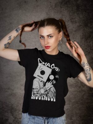 Graphic Black T-Shirt – “Music Is the Answer”